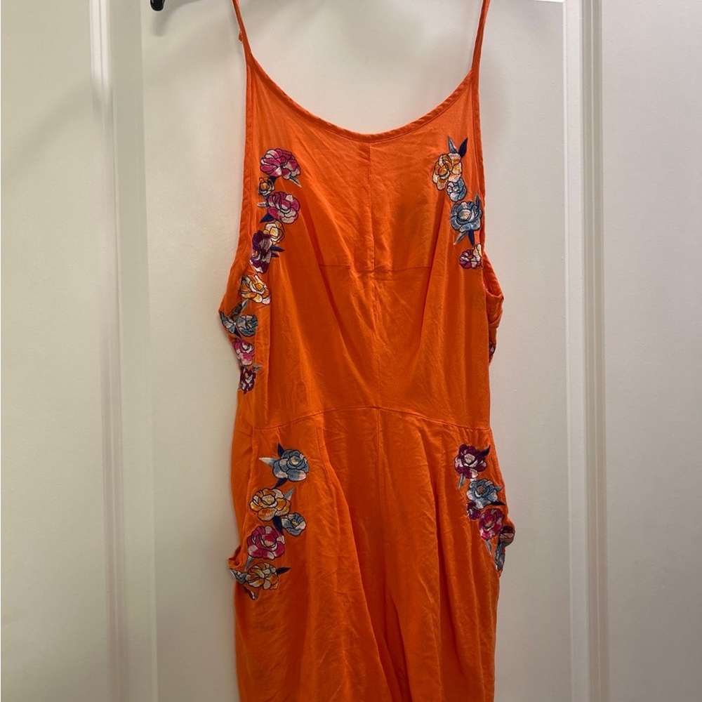 Justify Orange Blue Spaghetti Strap Romper
